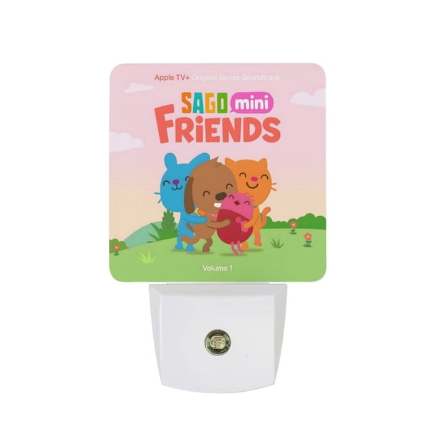Sago Mini Friends Luz nocturna LED con sensor de anochecer a amanecer para dormitorio, baño, pasillo, escaleras - Lámpara LED nocturna de enchufe, 0.5W - 1 pieza