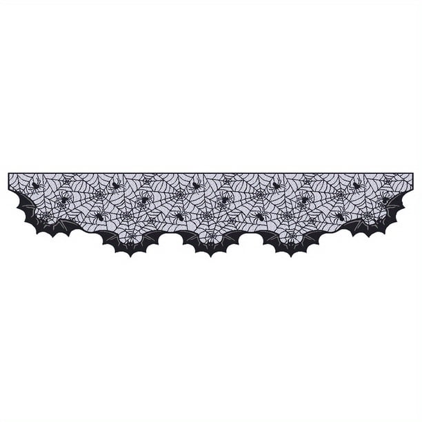 1pc, Spooky Halloween Stove Towel - 19.69in x 78.74in Lace Spider Web Fireplace Cloak Scarf for Halloween Party Table Decoration and Indoor Decorations
