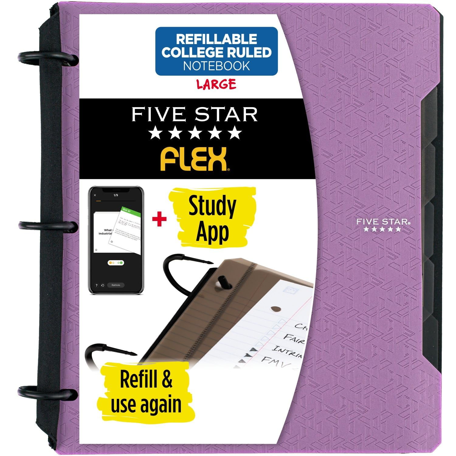 Cuaderno Five Star Flex, Recargable, Con Rayas Universitarias, 200 Hojas