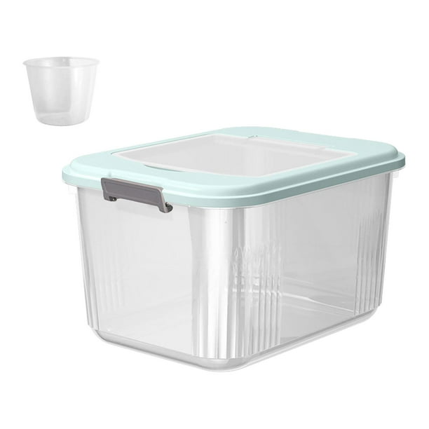 Contenedor De Almacenamiento De Arroz En Grano, Contenedor Hermético De Almacenamiento De Arroz Para Harina De Cereales, Nueces, 7,5 Kg, Azul
