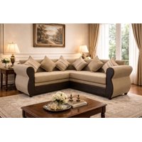 Almore - Seccional Francia Pu Cafe Tela Beige