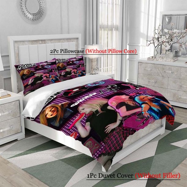 3pcs Avril Lavigne Punk Fan Poster Pattern Three-Piece Set Soft And Comfortable Bedding Set