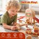 thumbnail image 3 of Circuito de tren de madera con temática de hamburguesa Lehoo Castle, juguete para niños pequeños, 3 of 9