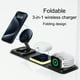 thumbnail image 2 of Cargador inalámbrico 3 en 1 con carga rápida de 15 W, diseño plegable, alineación magnética para teléfono, reloj y auriculares, compatible con varios dispositivos, entrada Type-C.-Negro, 2 of 5