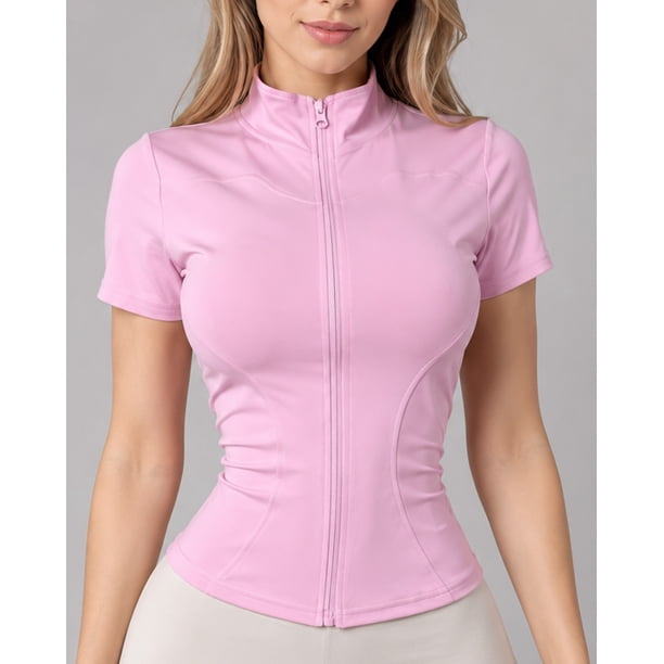 Polera Deportiva Fit Mujer Con Cierre Ciclismo Gym