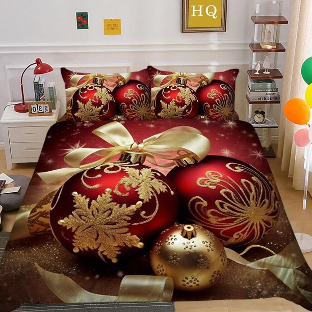 Christmas Eve Gifts Kids Decor Quilt Duvet Cover Set Super Bed Linen3-Piece Bedding Set