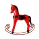 thumbnail image 2 of Mini caballo mecedora de madera para ni?os escritorio adorno rojo, 2 of 5