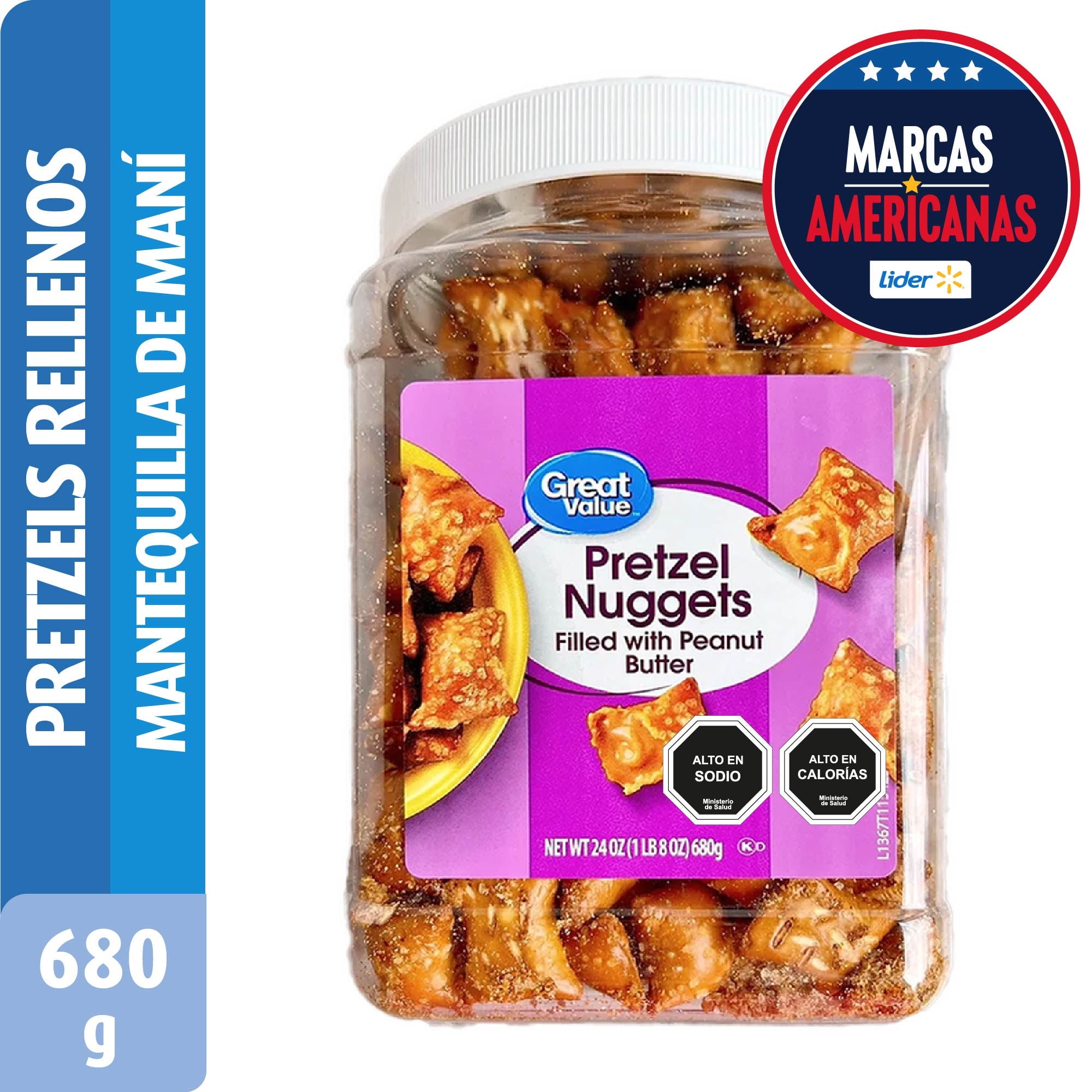 Pretzels Rellenos Con Mantequilla Maní 680 g Great Value