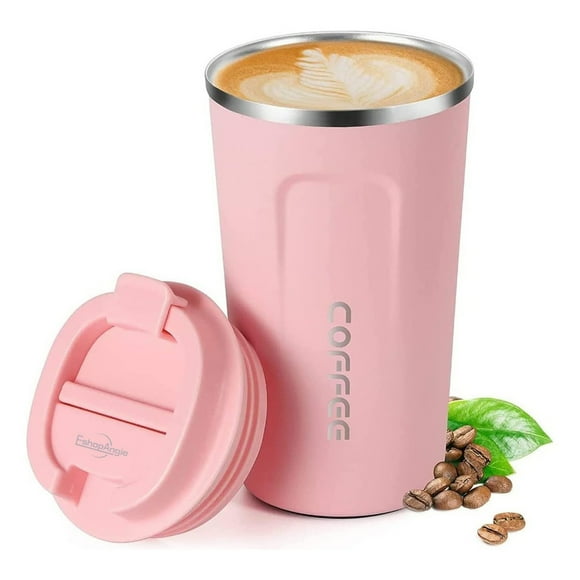 Termo Mug Café 380ml Acero Inoxidable Portátil Rosa