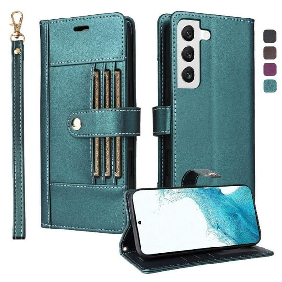 FOXDOCK Funda tipo Cartera para Samsung Galaxy S21 – Cubierta de Cuero PU con Múltiples Ranuras, Bolsillo para Efectivo y Correa de Muñeca