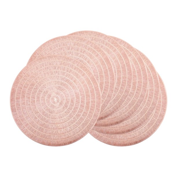 Juego de Manteles Rústicos de 6 Manteles Tejidos con Diseño Hueco para Decoración de Mesa de Comedor Interior y Exterior, Mantel de Cocina, Limpieza Fácil, Oro Rosa, 15 pulgadas