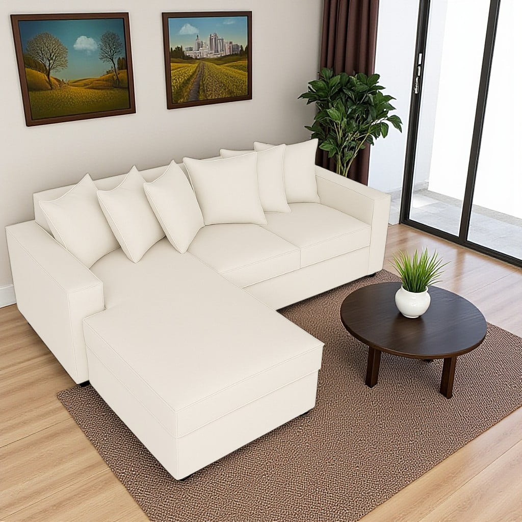 Sitial Home - Seccional Libre Disposicion Baco Blanco Con Resortes Full Comfort Plus