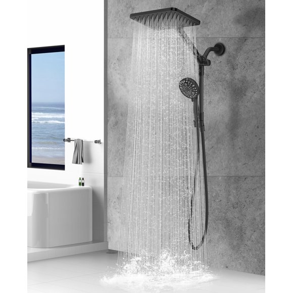 Combo de cabezal de ducha MakeFit Dual Rainfall con dispositivo portátil 10 modos