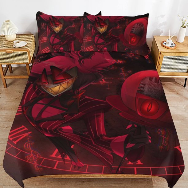 Hazbin Hotel Helluva Boss Bedding Set Duvet Cover Comfortable and Lightweight Cartoon Bedding 3 Piece Bed Set