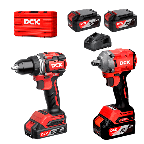 Kit Taladro Percutor 60Nm Llave Impacto 400Nm 2 Bat 4Ah Maleta D-Stack y Cargador