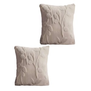 Genérico - Pack De 2 Fundas De Cojin Con Relieve 45X45Cm Beige