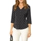thumbnail image 2 of INSPIRE CHIC Blusa de Mujer para Regreso a Clases Cuello en V Mangas 3/4 Estampado de Lunares y Corazones con Botones al Frente Negro 2XL, 2 of 7