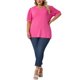 thumbnail image 2 of Agnes Orinda Blusas Casuales de Mujer Tallas Grandes Cuello en V con Lunares Suizos y Mangas Abullonadas 3X Rosa Fucsia, 2 of 6