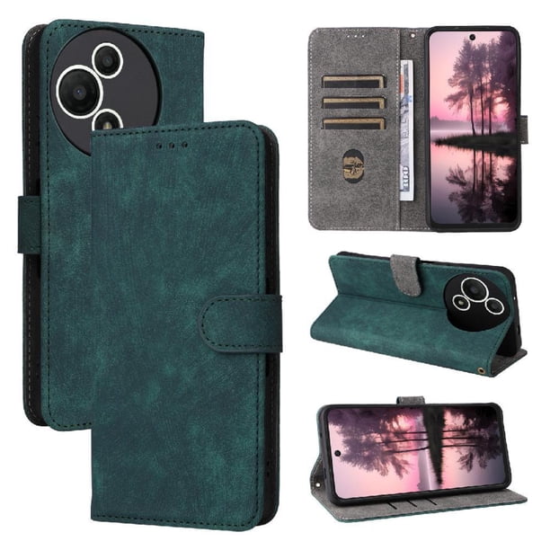 Funda Billetera para TCL 60 SE NxtPaper 5G con Soporte - Cartera de Cuero con Ranuras Verde