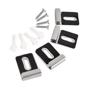 Magideal - 4X Kits De Clips De Soporte Para Espejo, Kits De Suspensión De Espejo Para Montaje En Pared Con Accesorios, Clips De Retención Pesados Para Exhibición Negro Plata L