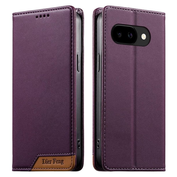 Funda Tipo Cartera de Cuero Sintético para Google Pixel 10A Bloqueo RFID, con Ranuras para Tarjetas y Bolsillo para Efectivo, Cierre Magnético Fuerte Morado