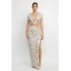 thumbnail image 1 of Conjunto de Top Floral con Nudo Delantero y Falda Larga Fruncida Azul Bebé M, 1 of 5