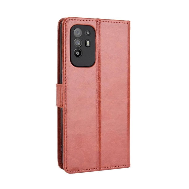 Funda tipo libro para OPPO A94 5G/Reno 5Z 5G, cartera todo‑en‑uno, funda multifuncional con tarjetero y correa de muñeca desmontable