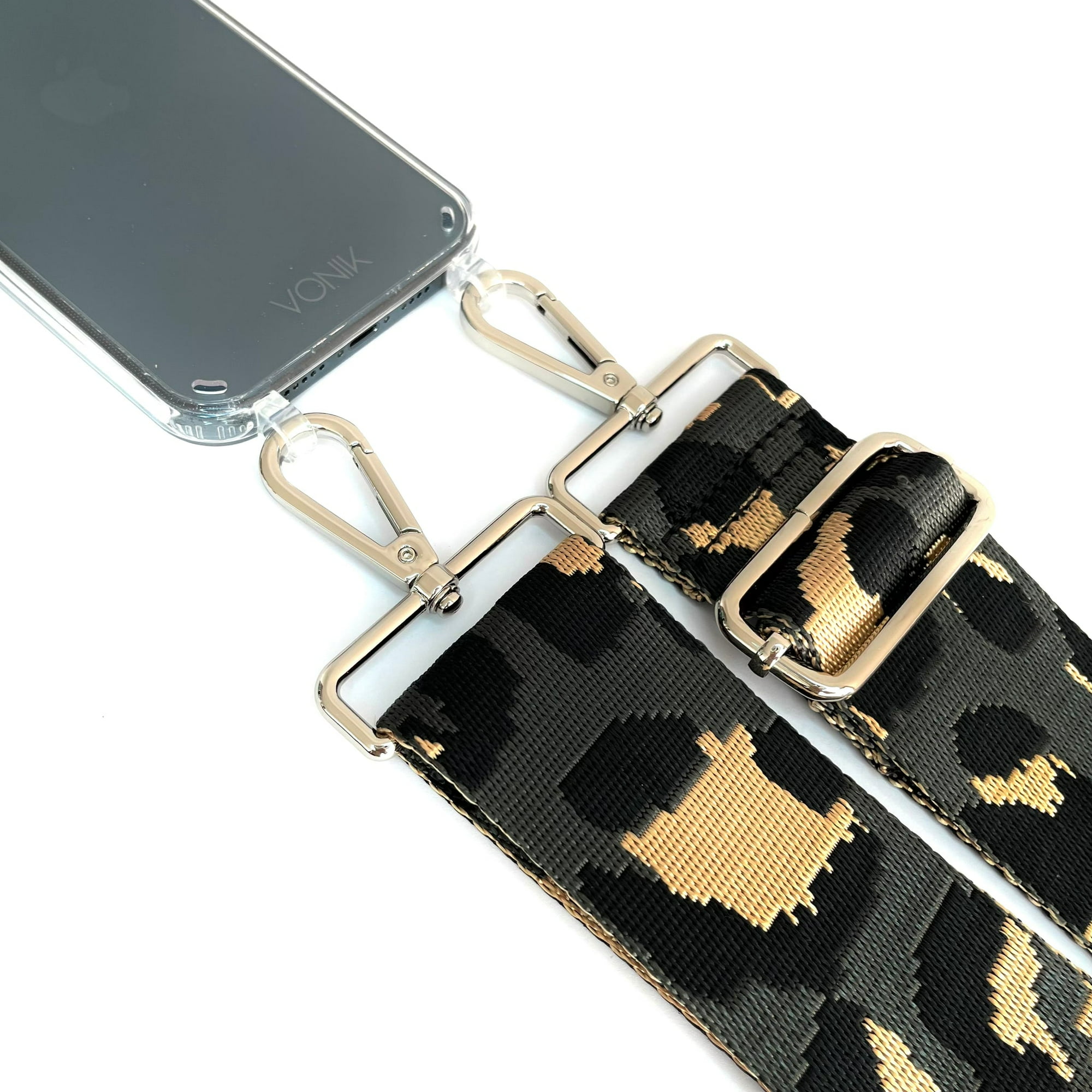 Vonik - Carcasa Transparente Con Strap Grey Cheetah Iphone 13 Mini