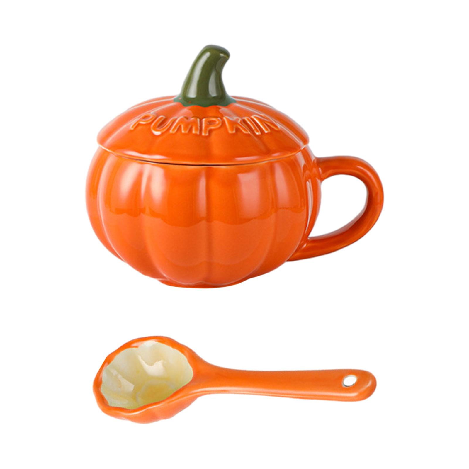 Magideal - Tazas De Calabaza De Cerámica, Tazas De Té, Taza De Creativa De 10, Tazas De Cerámica Para Hombres Y Mujeres Para Bar, Boda, Halloween , Con Tapas Cuchara