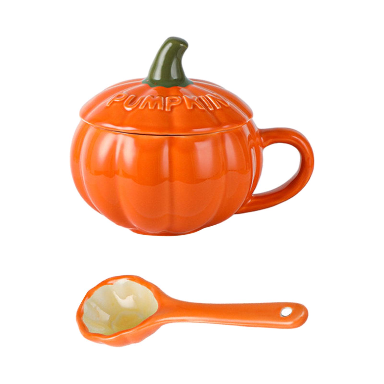 Magideal - Tazas De Calabaza De Cerámica, Tazas De Té, Taza De Creativa De 10, Tazas De Cerámica Para Hombres Y Mujeres Para Bar, Boda, Halloween , Con Tapas Cuchara