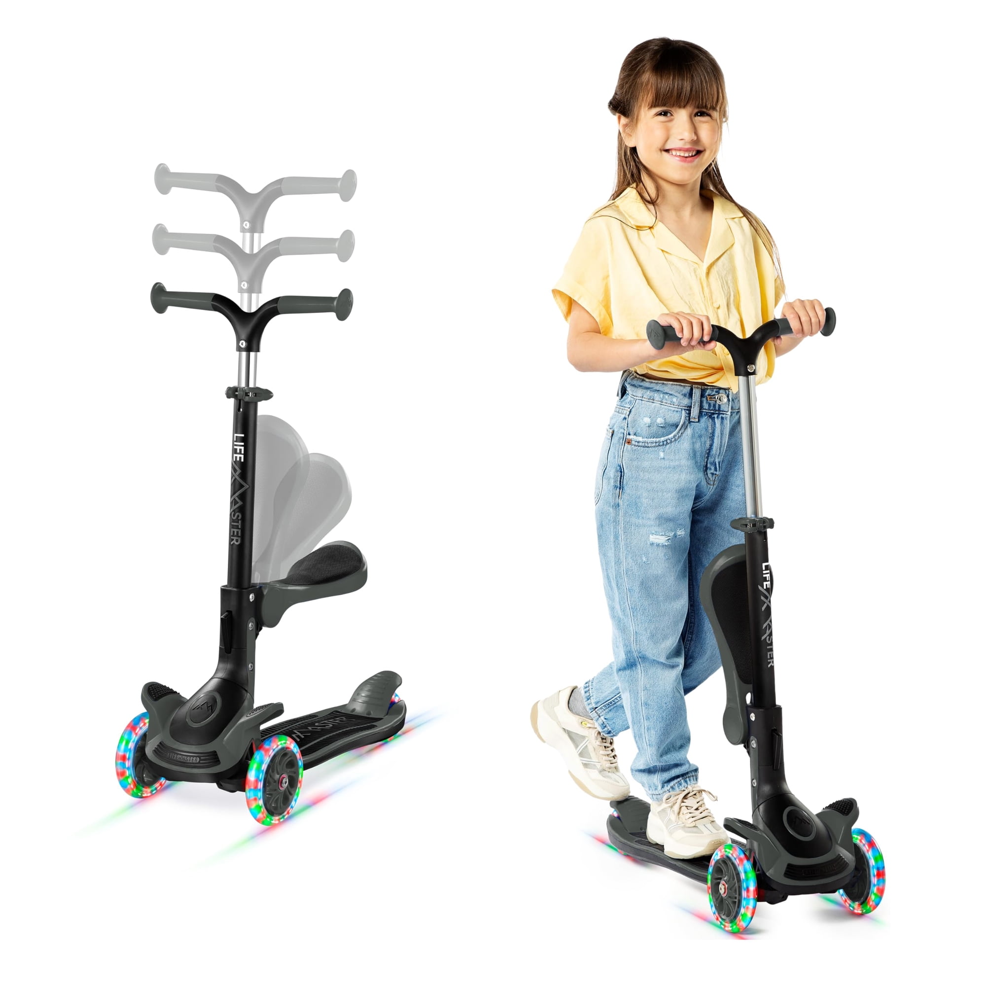 Scooter De 3 Ruedas Lifemaster Plegable Con Asiento Y Ruedas Led