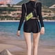 thumbnail image 5 of Traje de baño de 2 piezas para mujer, con protección contra erupciones, manga larga, cremallera y sujetador incorporado en la parte inferior., 5 of 8