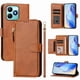 thumbnail image 1 of Funda tipo cartera para Realme Note 50 4G con bolsillo con cremallera, tarjetero, soporte, correa para la muñeca y tapa de cuero marrón, 1 of 5