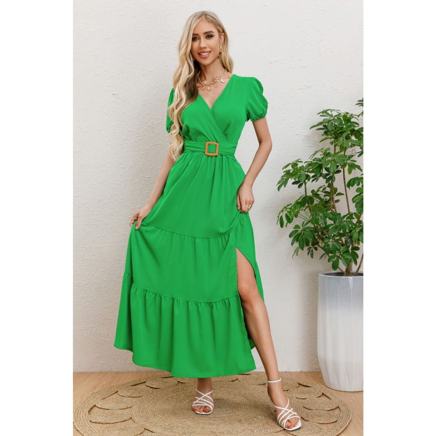 Likeshop - Maxi Vestido Largo Primavera Mujer Casual Eventos Cinturon 3333