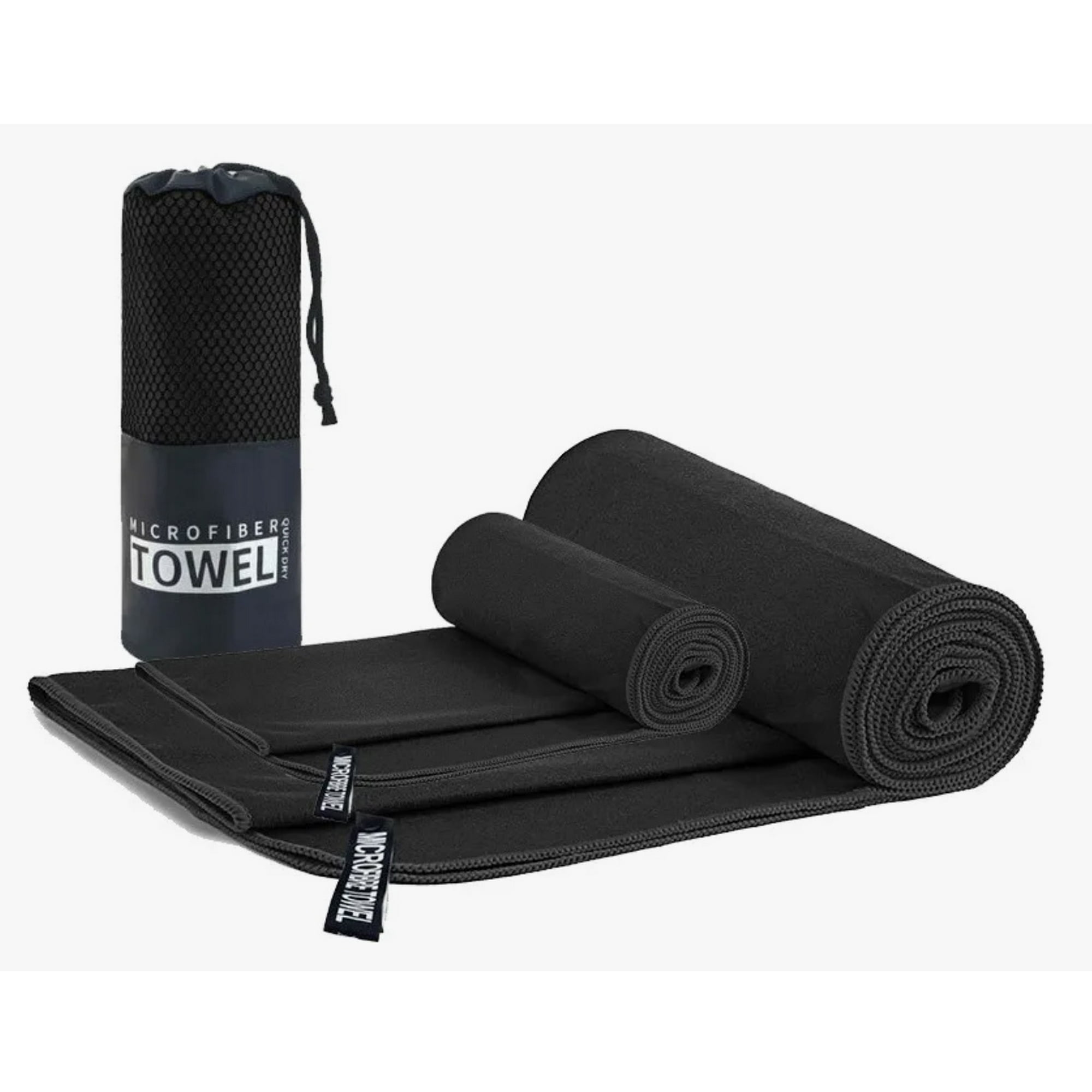 Atlas - Pack X2 Toallas Microfibra Negro