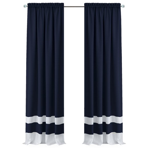 Panel de cortina ACHIM Darcy con filtro de luz, 132 x 213 cm, azul marino y blanco