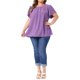 thumbnail image 2 of Agnes Orinda Blusas de Verano para Mujer Tallas Grandes de Pascua con Cuello Redondo de Lunares Suizos y Mangas Cortas de Tulipán con Pliegues en el Frente 4X Púrpura, 2 of 6