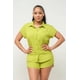 thumbnail image 1 of Saronite Conjunto de Camiseta Holgada de Manga Corta con Bolsillos y Botones y Shorts con Cintura Elástica y Bolsillos Laterales, Color Oliva (para Mujer), 1 of 5