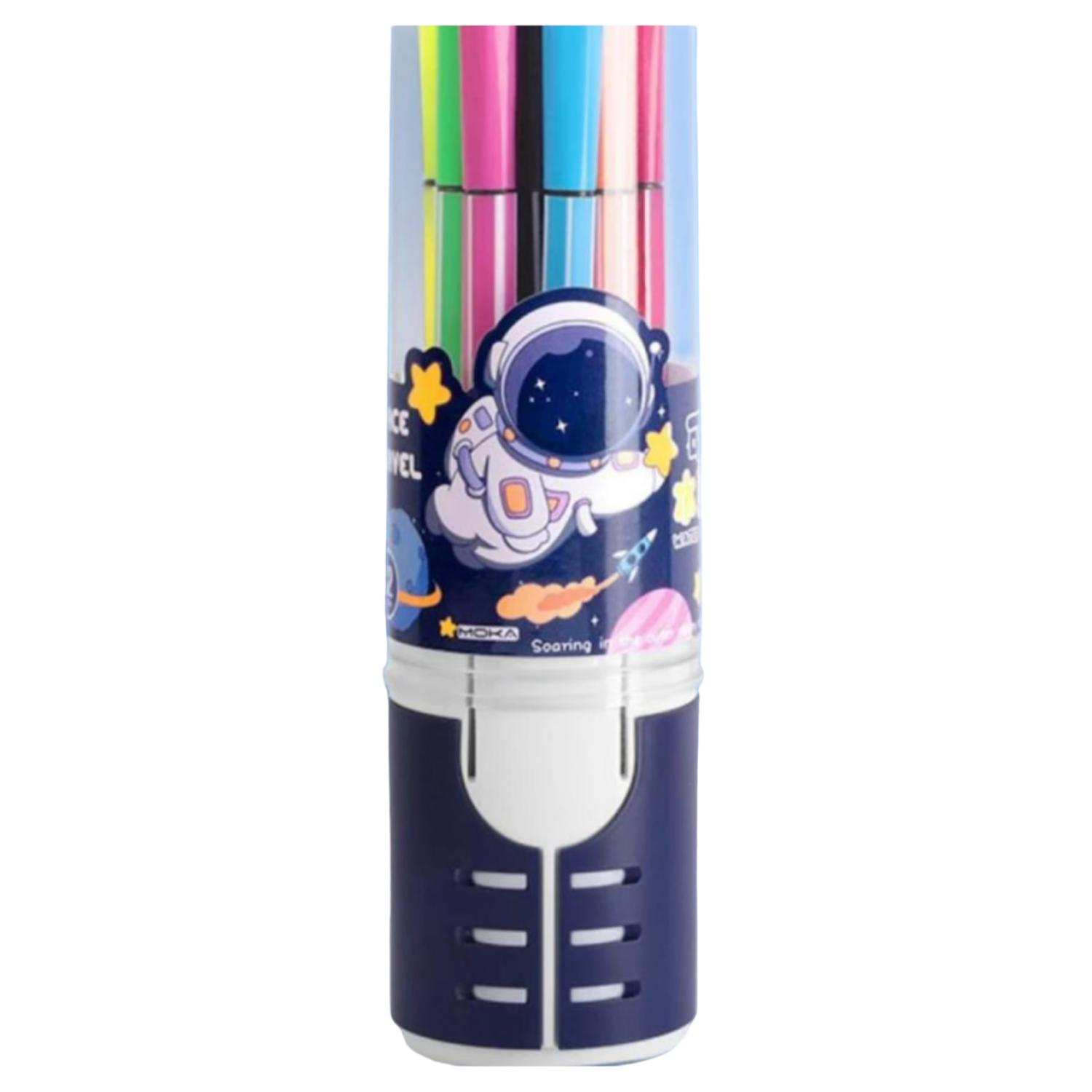 Total E-Commerce - Pack 12 Lapices Boligrafos De Colores Azul Astronauta Kawaii