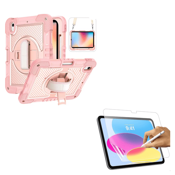 Funda Armadura 360 Lamina Clear Para iPad Air 11 M4 2026 Rosado
