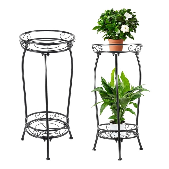 Soporte para plantas LOYAL TIGER de 2 niveles, resistente al óxido, 69 cm de alto