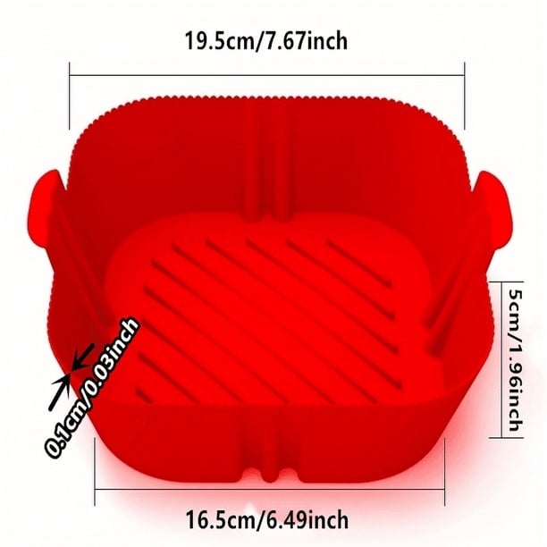1/2PCS Square Air Fryer Silicone Pot Reusable Air Fryers Liners Oven Baking Tray Home Kitchen Air Fryer Accessories 7.67''x6.49''x1.96''