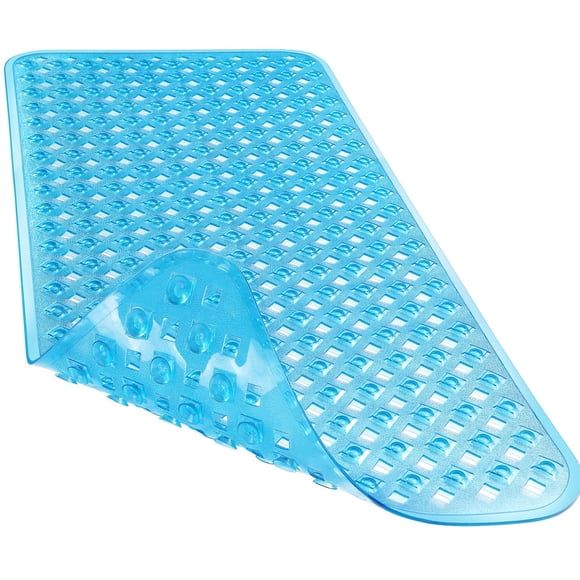 Alfombra de baño Yimobra, antideslizante, con ventosas, 34,5 x 15,5 cm, color azul transparente