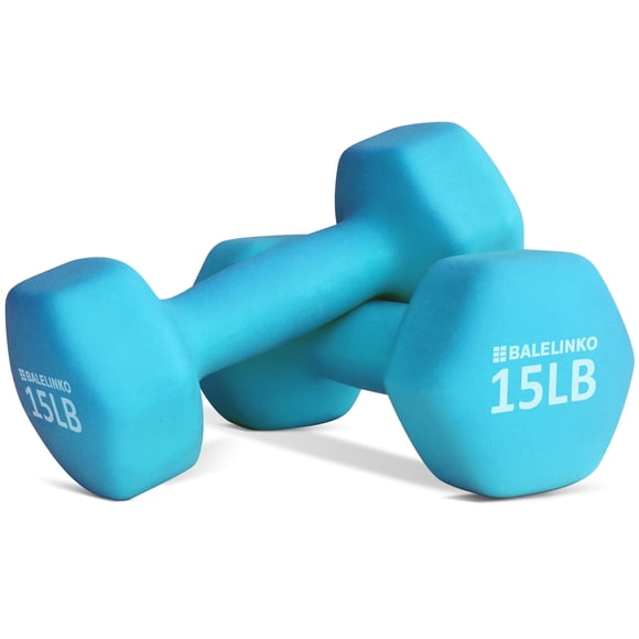 Mancuernas Balelinko de 15 lb por par, hexagonales de neopreno, azul