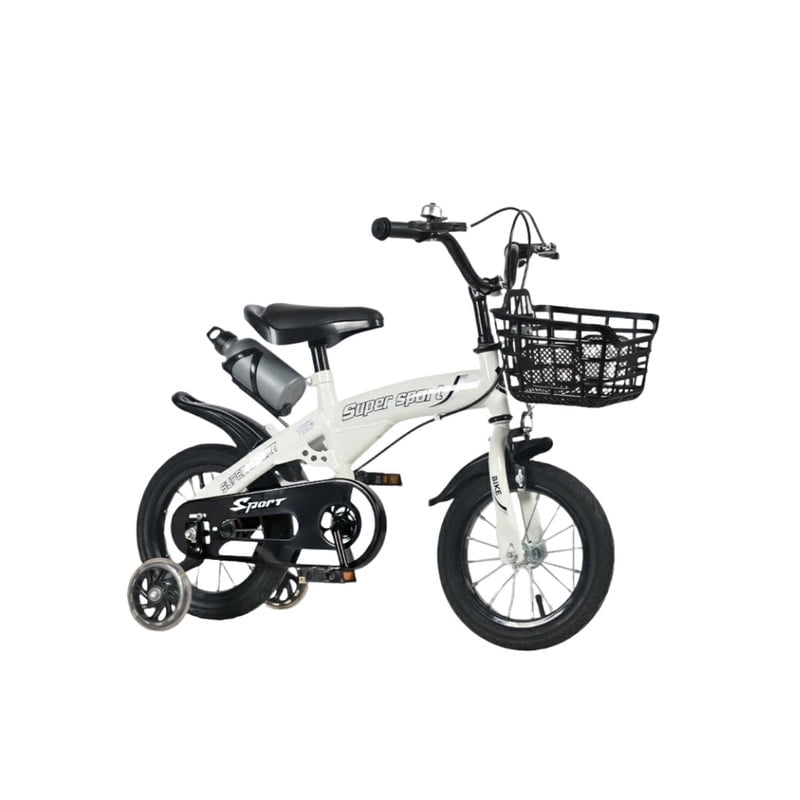 Babyluna - Bicicleta Aro 12 Con Cesta, Ruedas Y Botellón De Agua Blanco