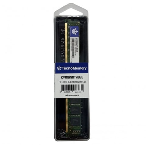 Memoria Ram Tecnomemory Pc Ddr3 8Gb 1600Mhz 1,5V Kvr16N11T/8Gb