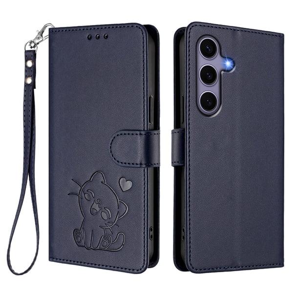 Funda de Gato tipo Libro para Samsung Galaxy S25, Azul