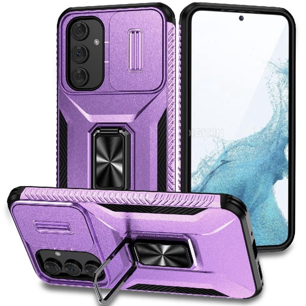 Funda Armada para Samsung Galaxy A54 5G con Tapa Deslizante y Soporte Magnético Giratorio Morado