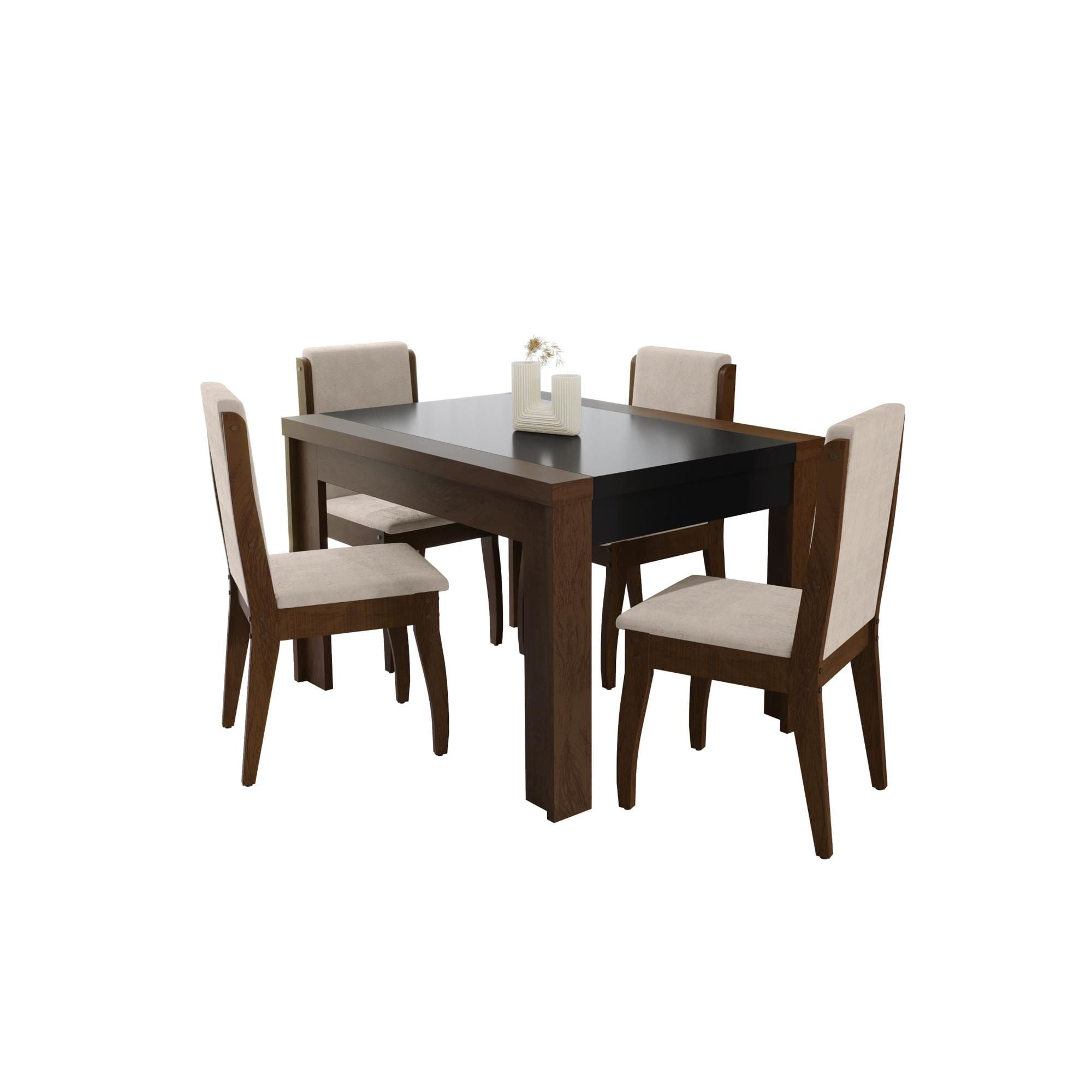 Decocasa - Juego Comedor Lorenzi 4 Sillas Café