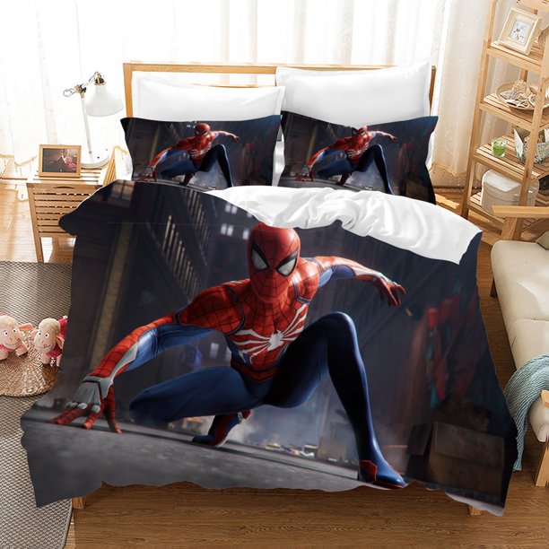 v2710 Bed Sheets Spiderman Bedding Set,Spider-Man Duvet Cover Pillowcase,Spider Man Quilt Cover Bed Set Twin Queen King Size 3-Piece Bedding Set (1 Duvet Cover + 2 Pillow Shams) Bed Sheets ju2710